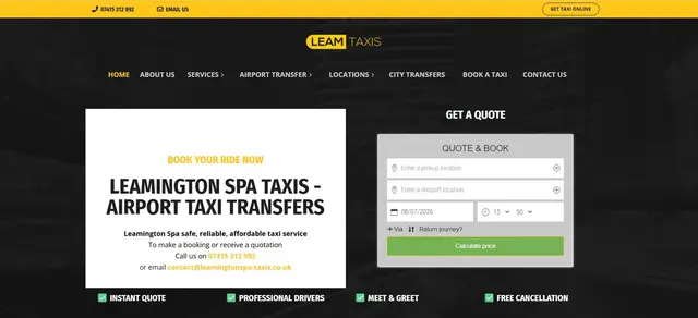 Leam Taxis website project work